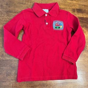 Zuccini Red collared polo smocked excavator size 6X 100% cotton